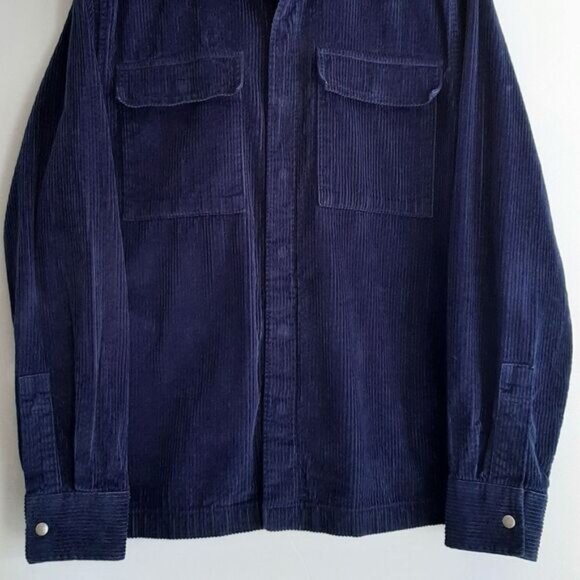 AE AMERICAN EAGLE Rib Corduroy Snap Button Shirt Jacket Blue Men's Sz M - Picture 3 of 11